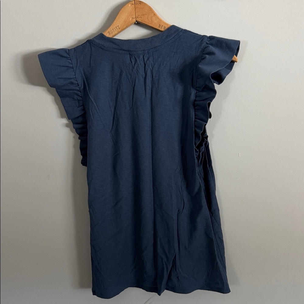 Nation Navy Ruffle Sleeve Women's Top - Picture 3 of 4
